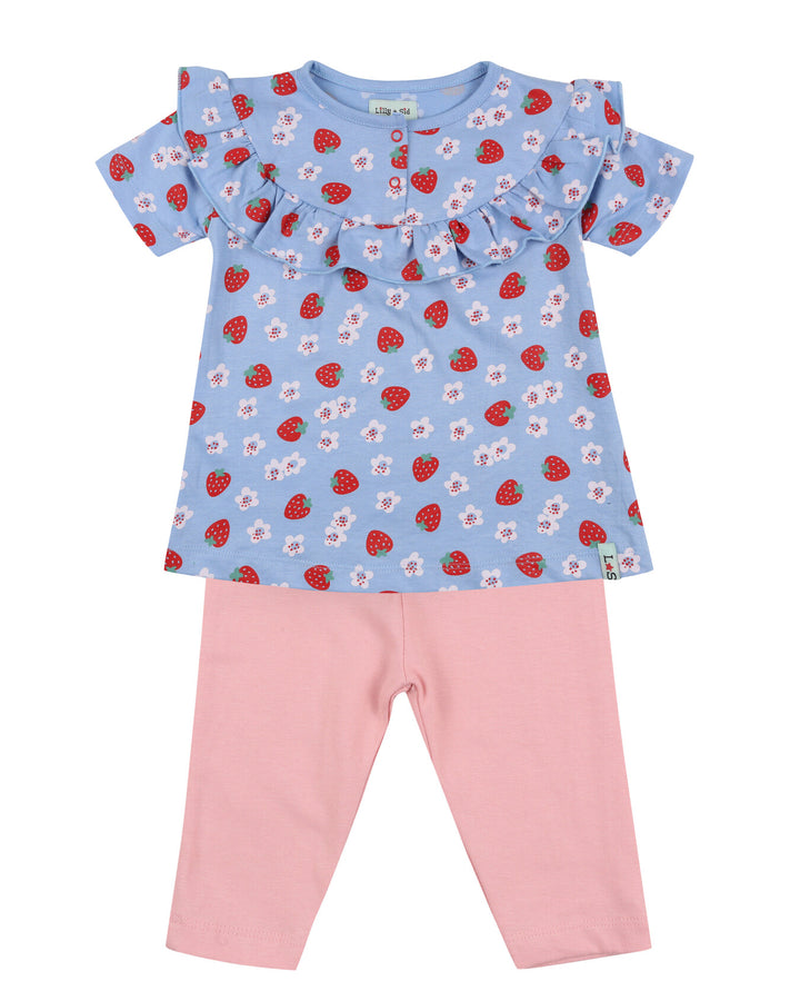 organic cotton Multicoloured Strawberry Print Top And Legging Set- image 1