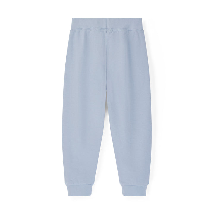 Light blue sweatpants on a white background