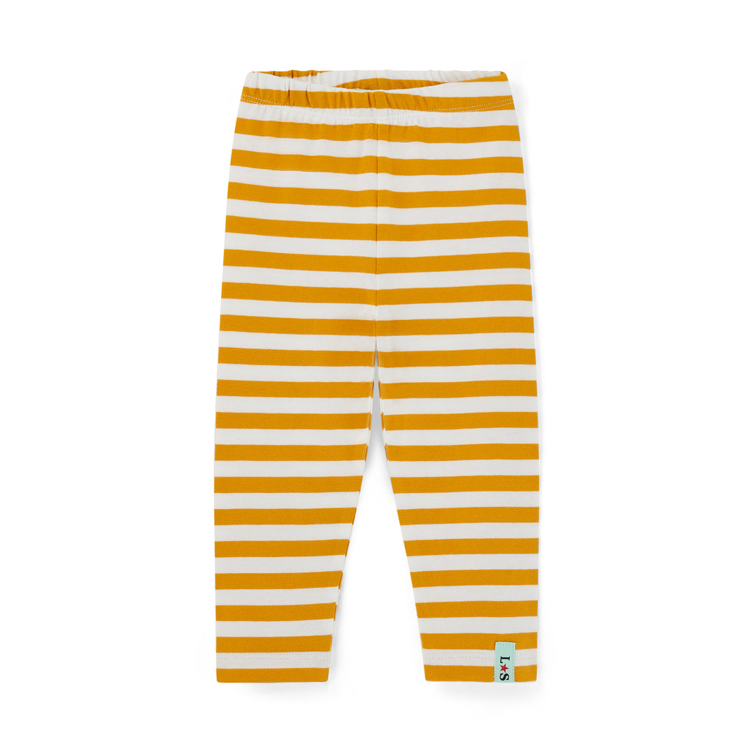 Yellow and white striped pants on a white background