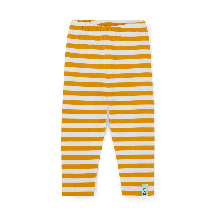 Yellow and white striped pants on a white background