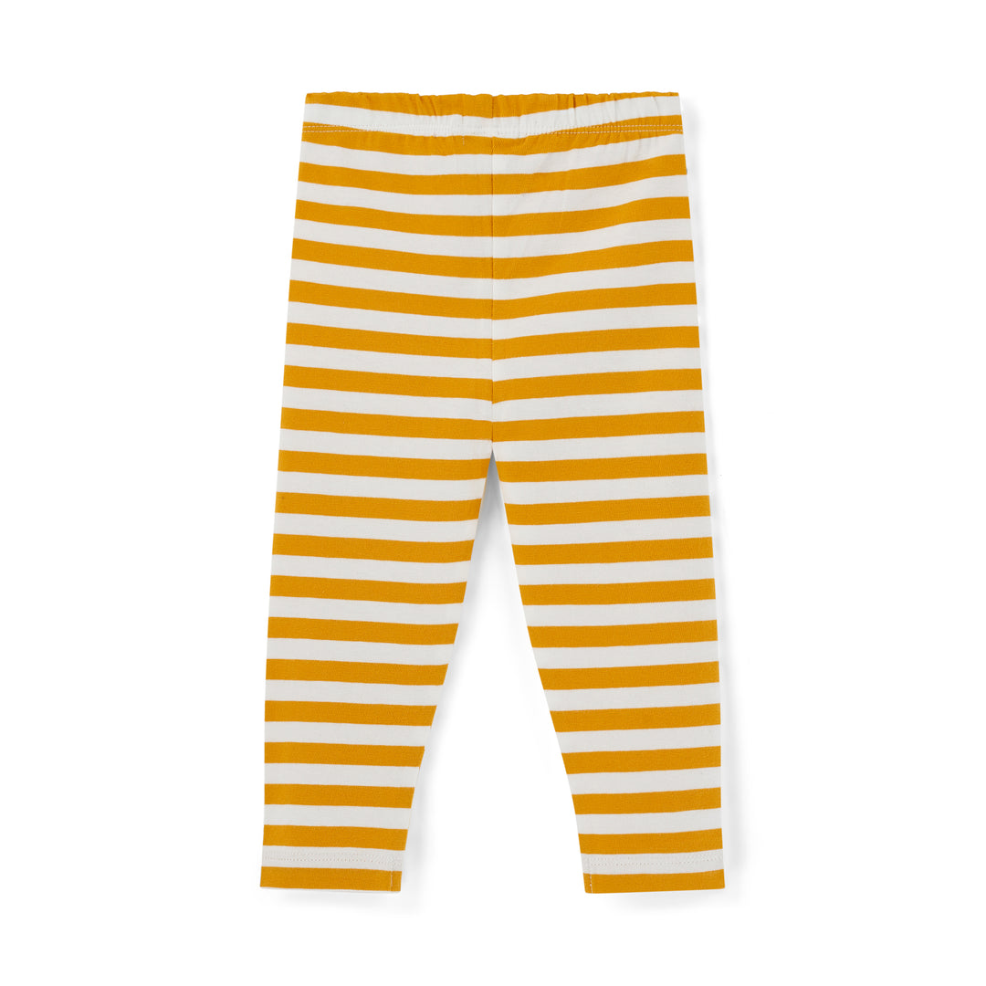 Yellow and white striped pants on a white background