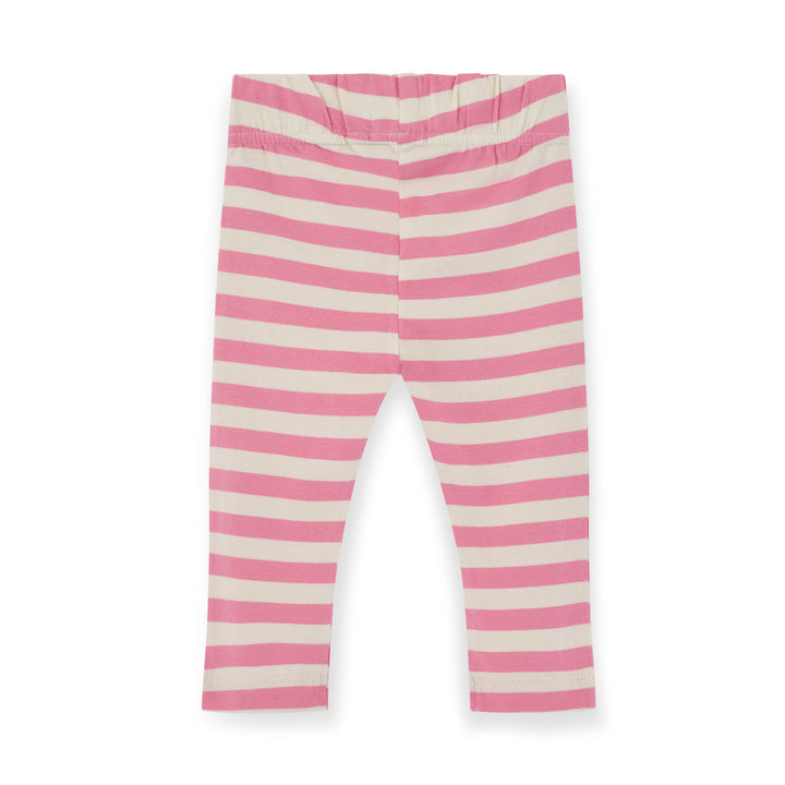 Pink and white striped leggings on a white background
