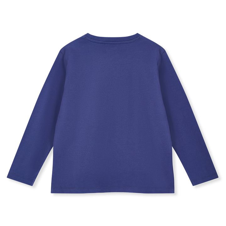 Blue long-sleeve shirt on a white background