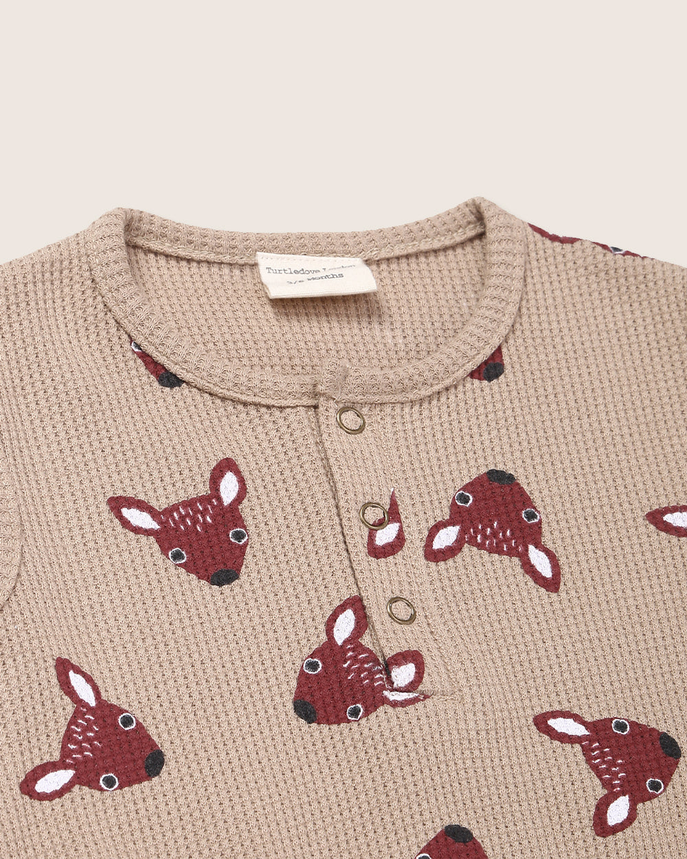 Brown Fawn Head Print Bubble Romper