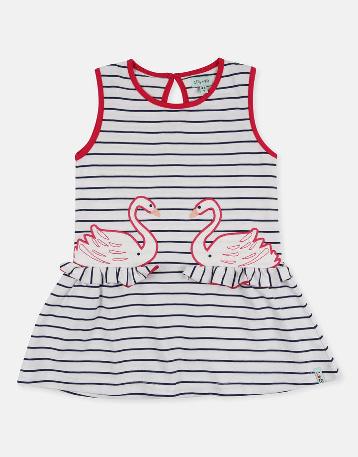 Multicoloured Swan Applique Dress