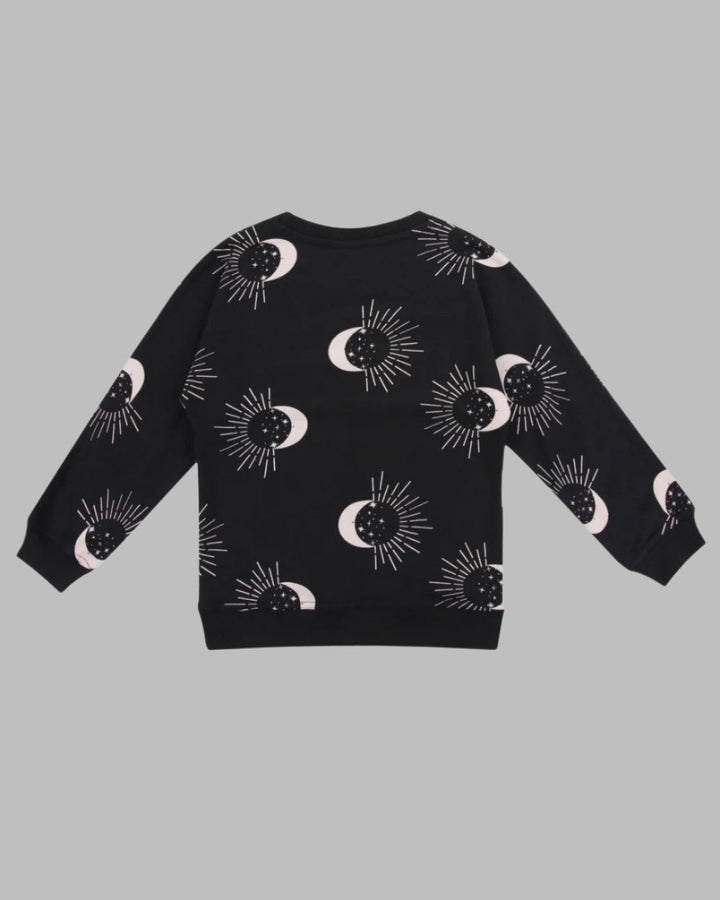 Black Astrology Print Sweatshirt