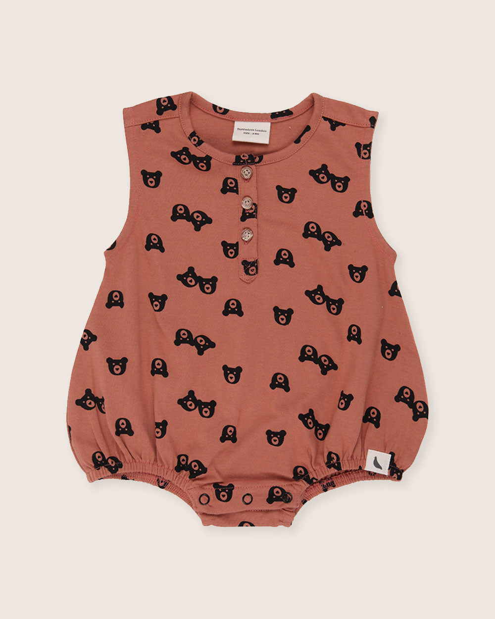 Red Bear Print Bubble Romper
