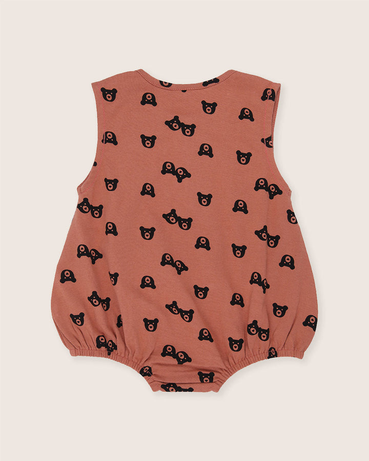 Red Bear Print Bubble Romper