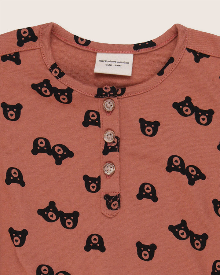Red Bear Print Bubble Romper