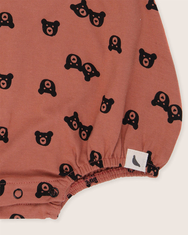 Red Bear Print Bubble Romper
