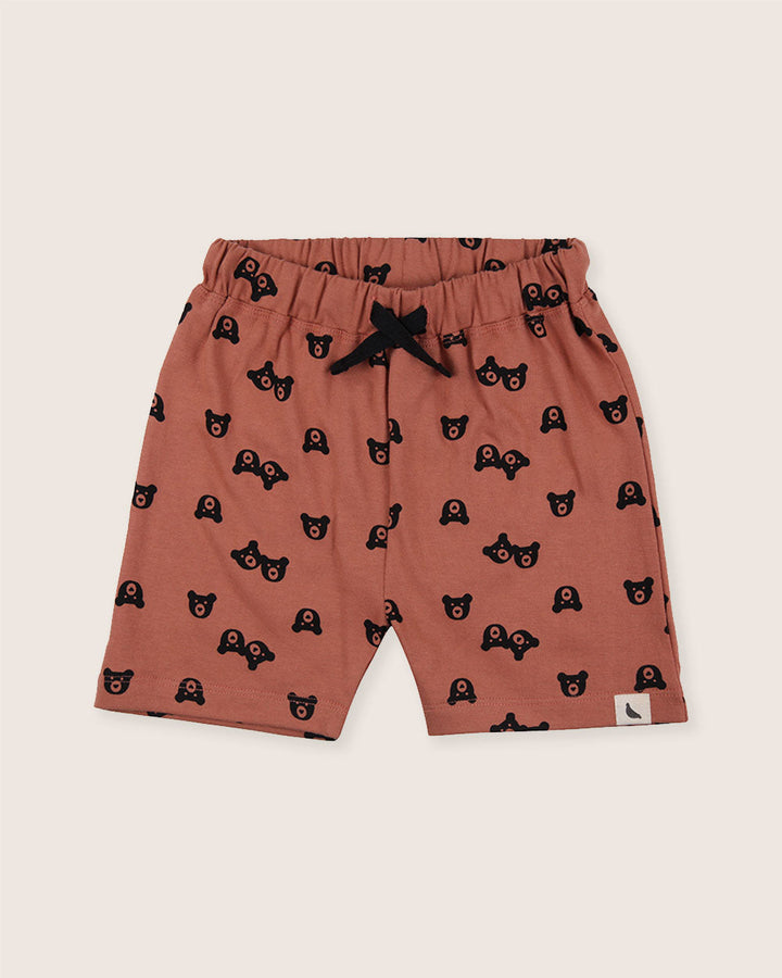 Red Bear Print Shorts