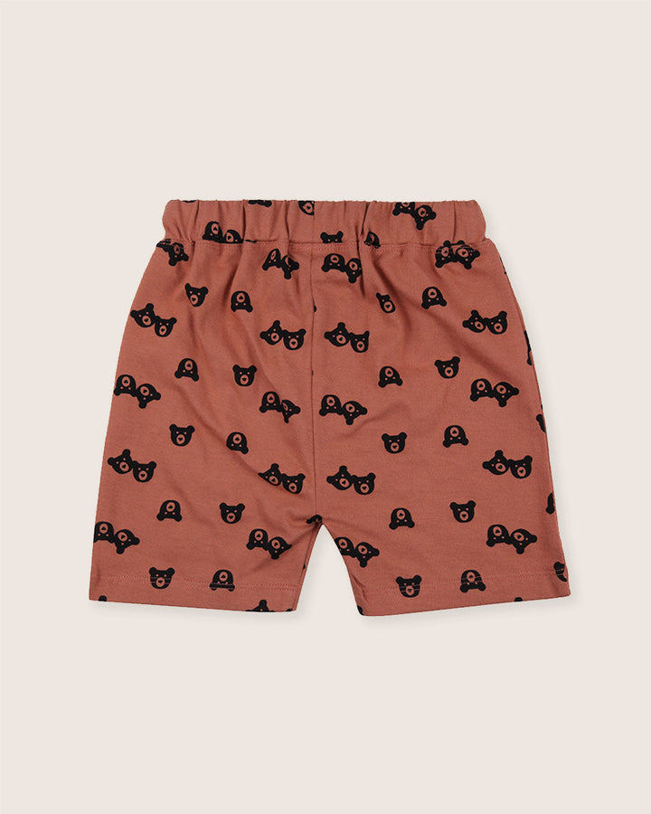 Red Bear Print Shorts