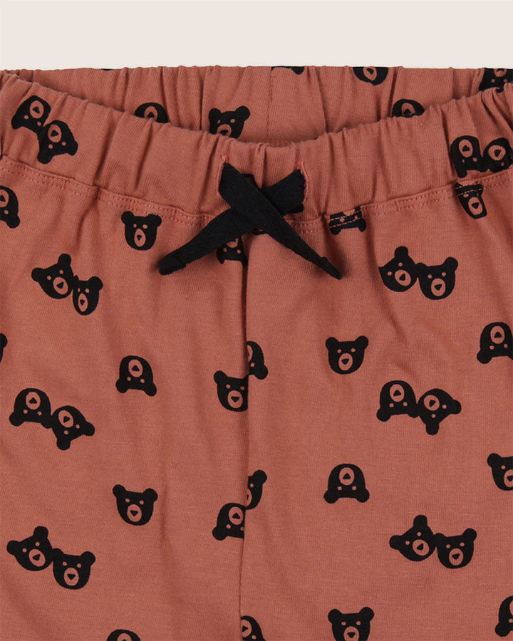 Red Bear Print Shorts