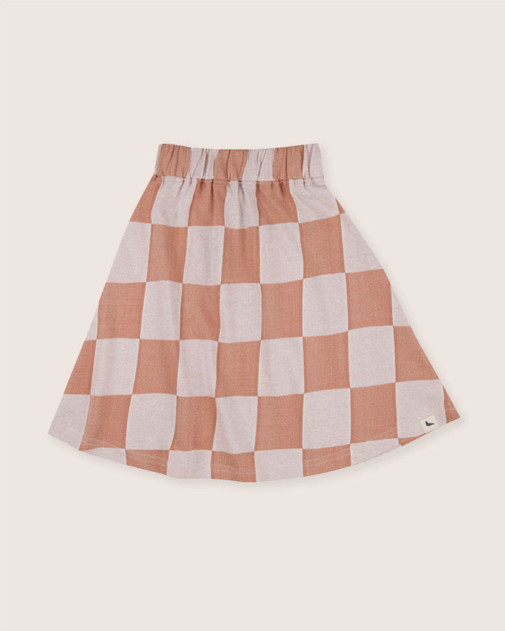Orange Bold Check Print Skirt