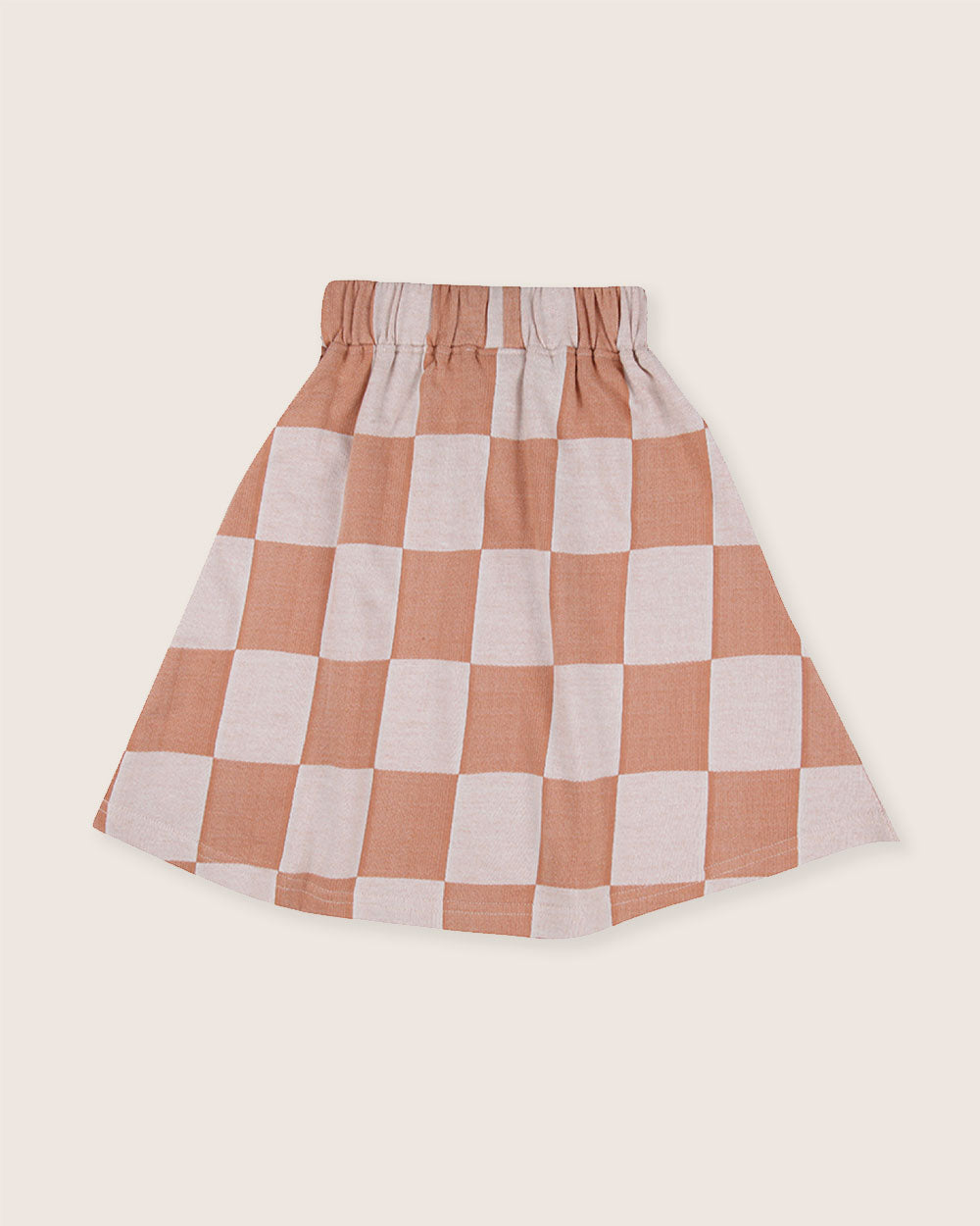 Orange Bold Check Print Skirt