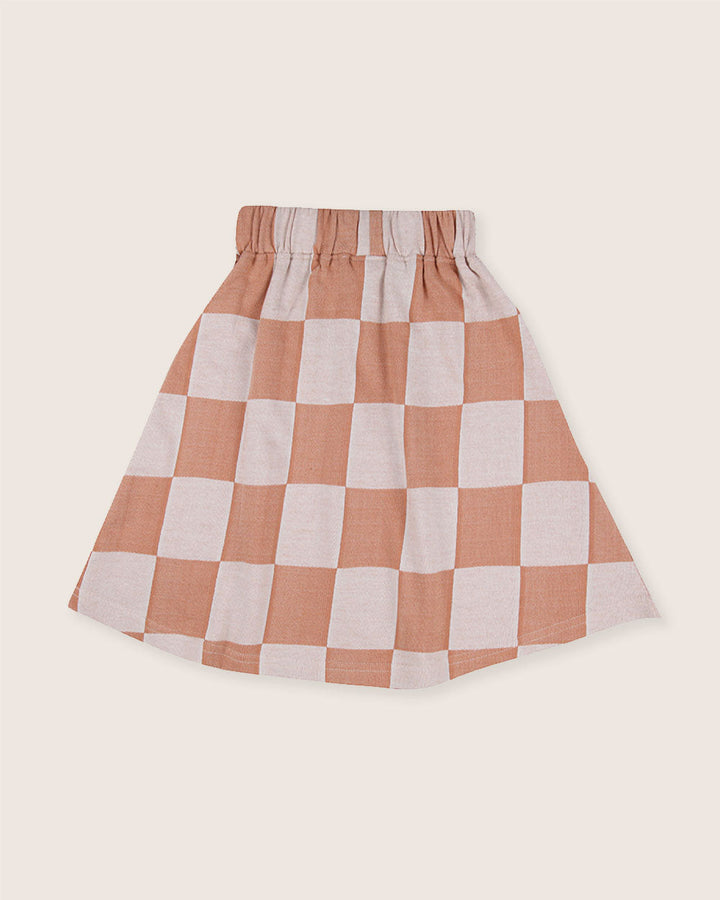 Orange Bold Check Print Skirt