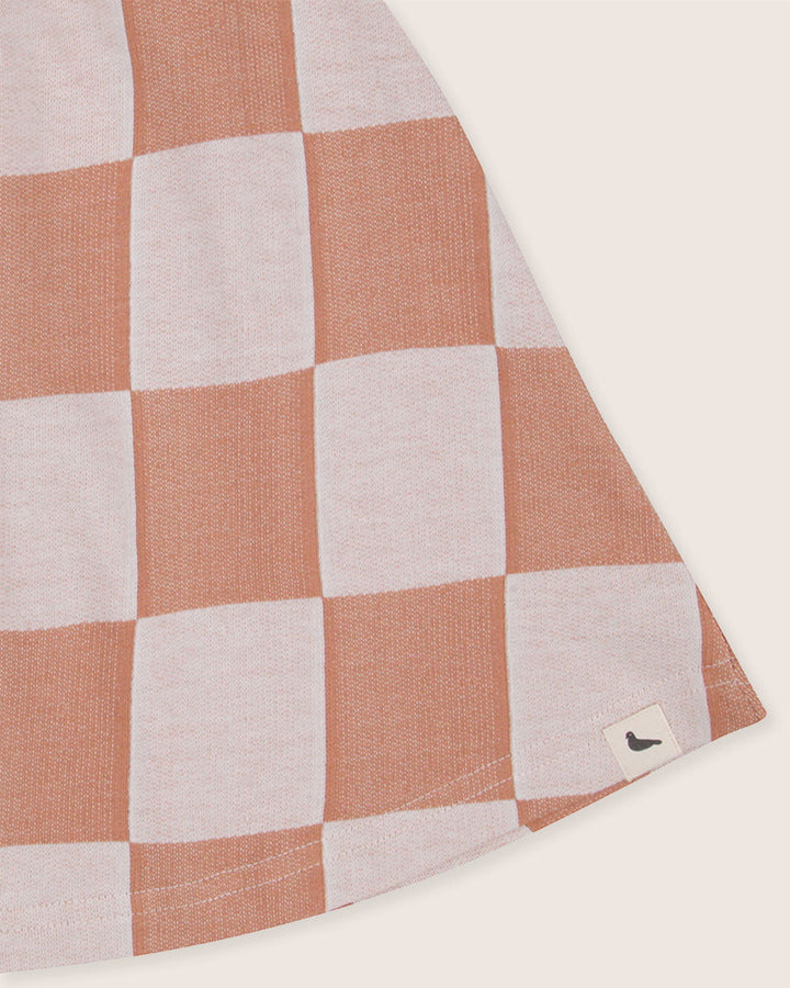 Orange Bold Check Print Skirt