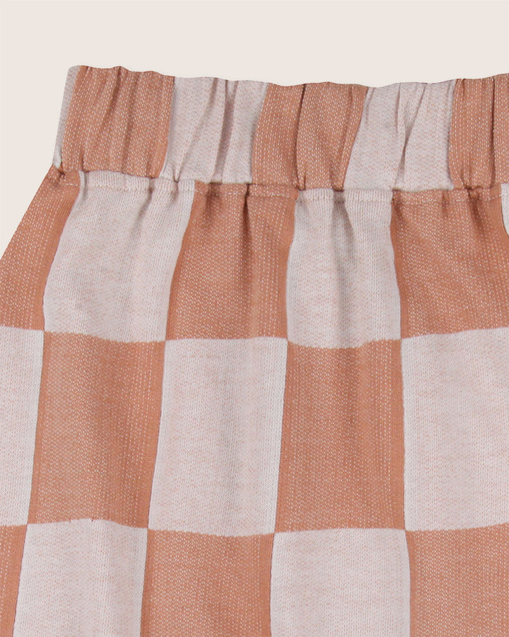 Orange Bold Check Print Skirt