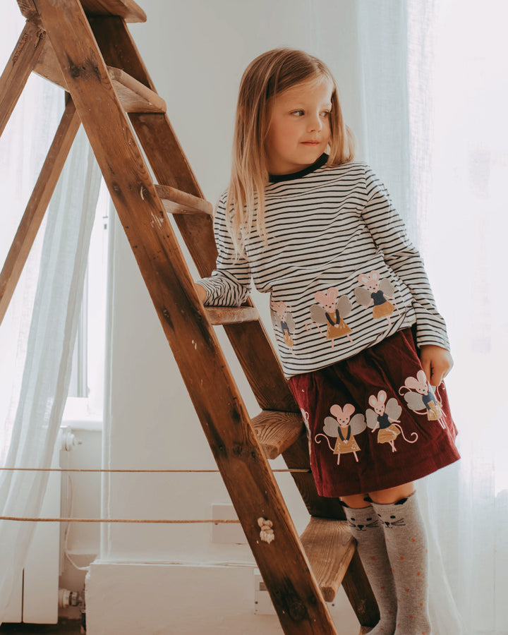 organic cotton mice applique and stripe full sleeve top - image 4