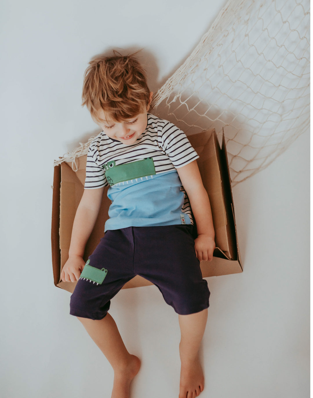 organic cotton patchwork crocodile stripe short sleeve t-shirt - image 4