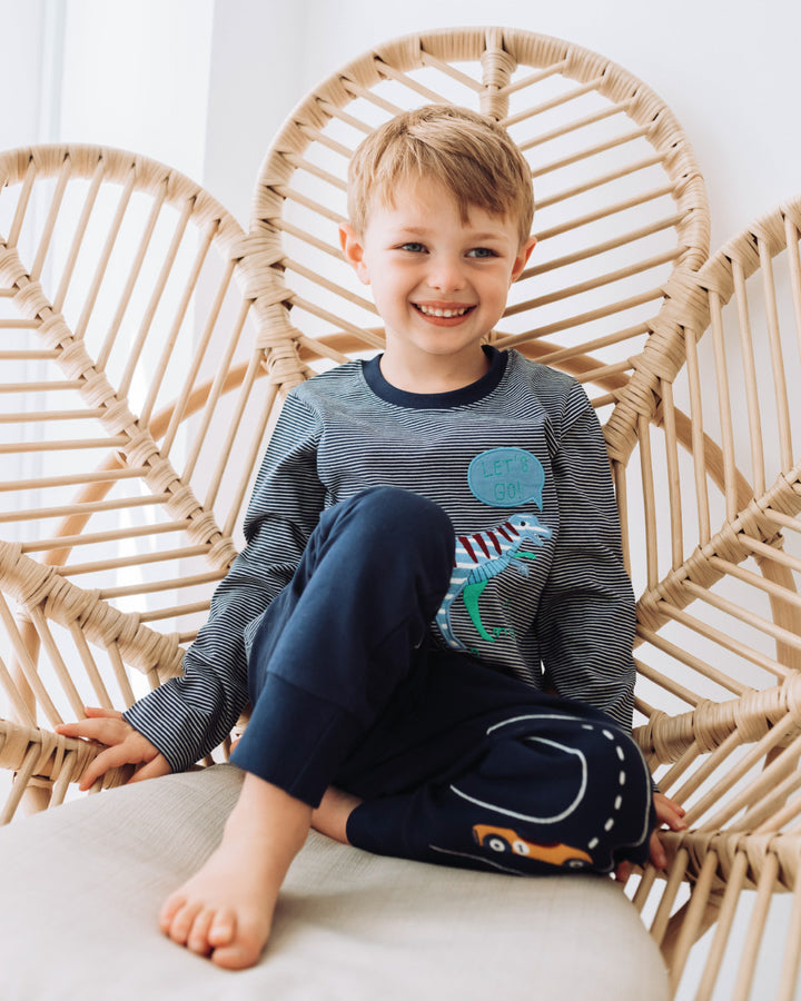organic cotton dinosaur and stripe print long sleeve top - image 4