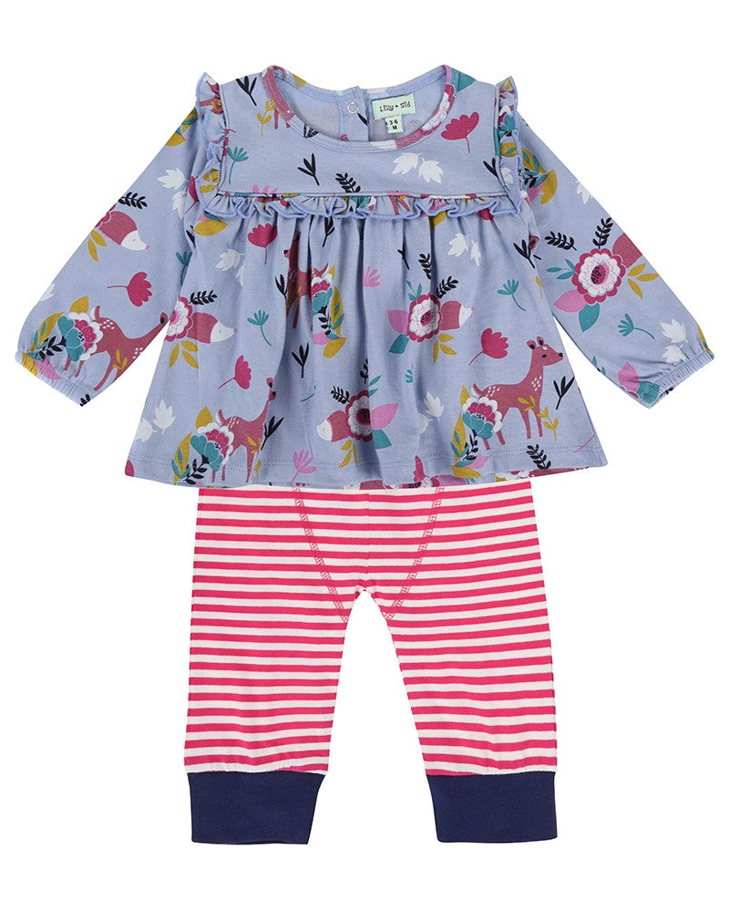 organic cotton animal safari dress and red stripe legging set - image 1