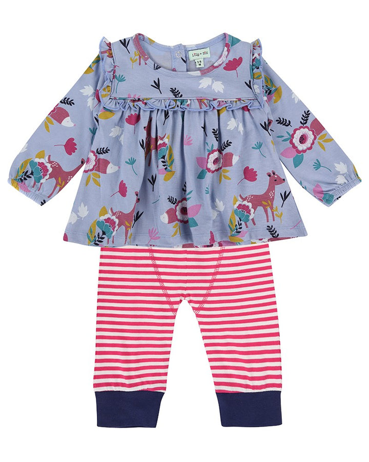 organic cotton animal safari dress and red stripe legging set - image 1