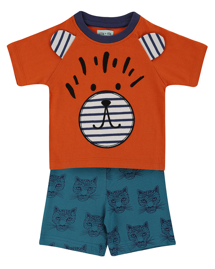 organic cotton Cheetah applique short sleeve top and cheetah print Shorts Set - image 1

