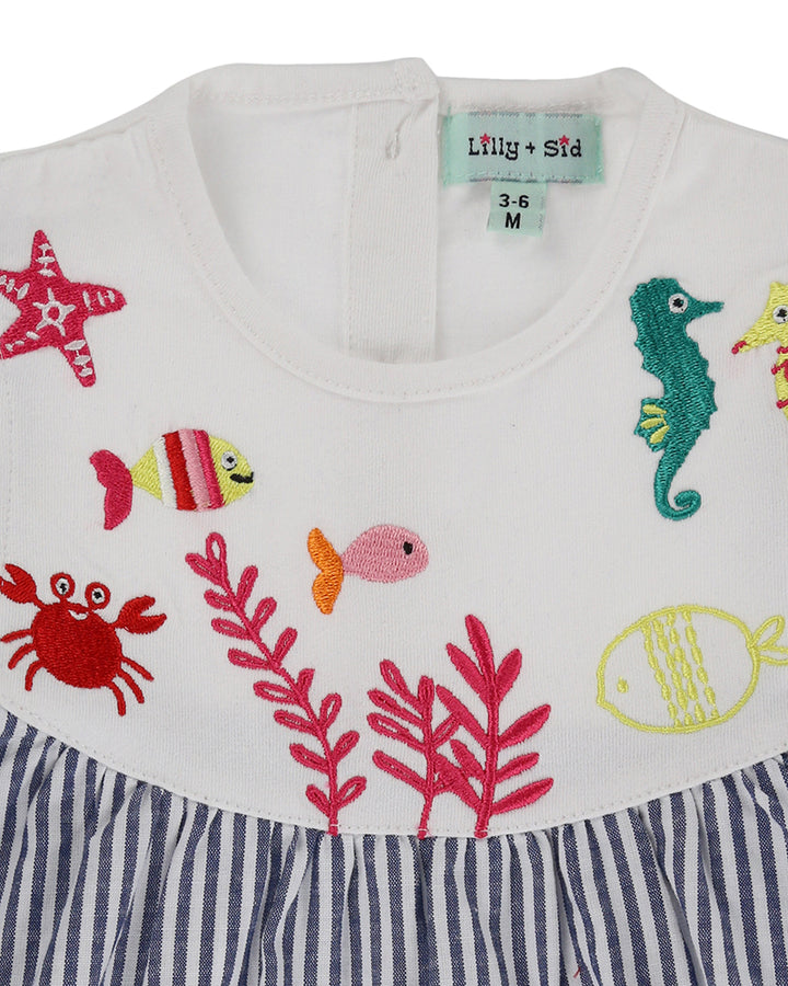 organic cotton stripe and applique sleeveless romper - image 3