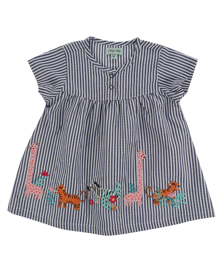 organic cotton Multicoloured Animal Safari and stripe print Dress - image 1