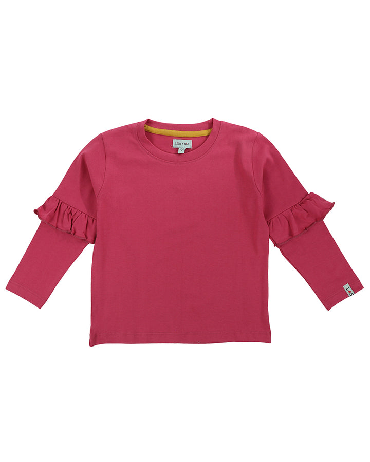 organic cotton frill sleeve pink full sleeves top - image 1