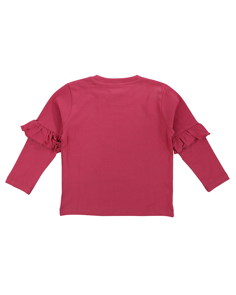organic cotton frill sleeve pink full sleeves top - image 2