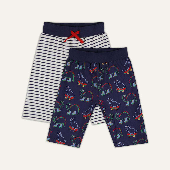 organic cotton dinosaur print and stripe reversible shorts - image 1