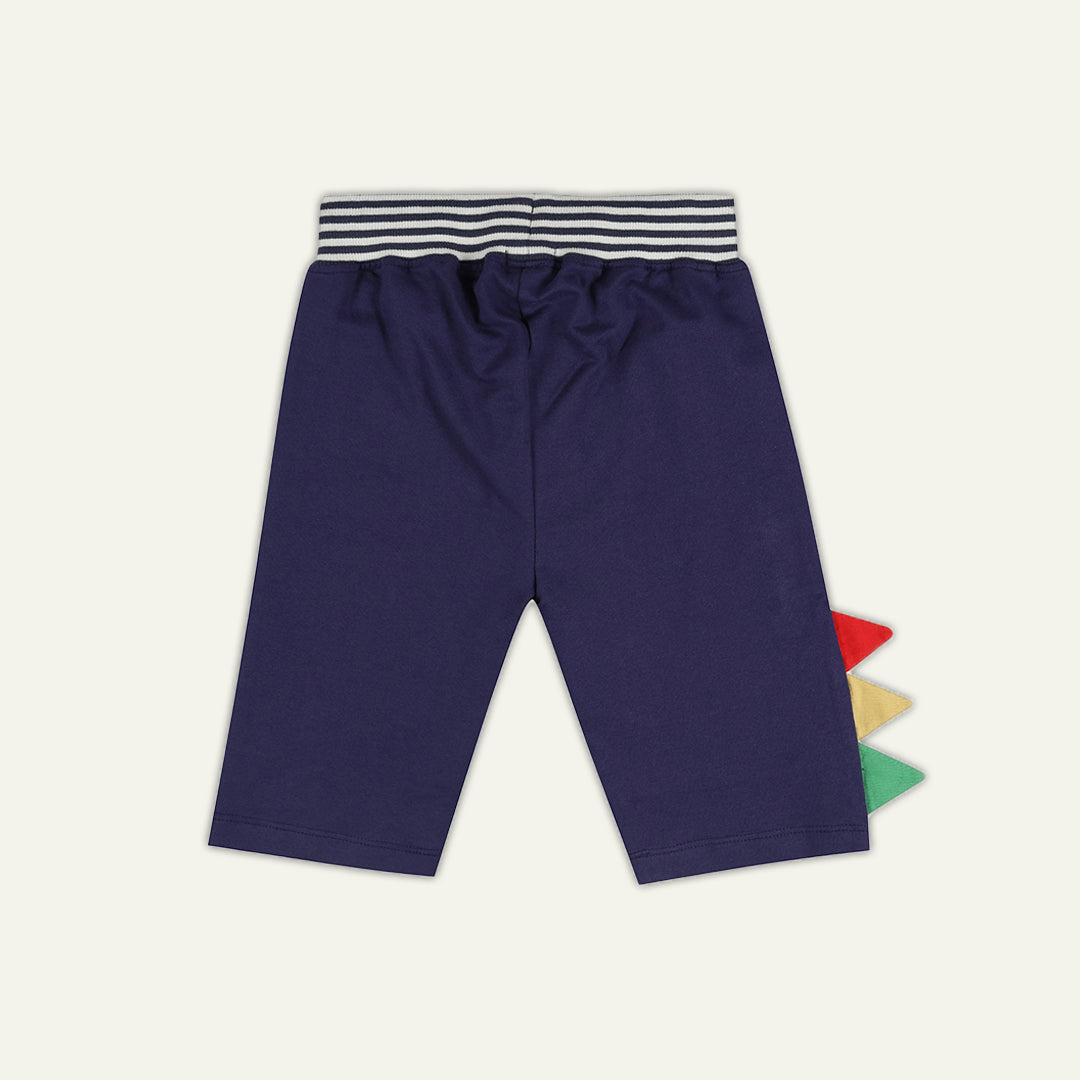 organic cotton crocodile applique with stripe waistband shorts - image 2