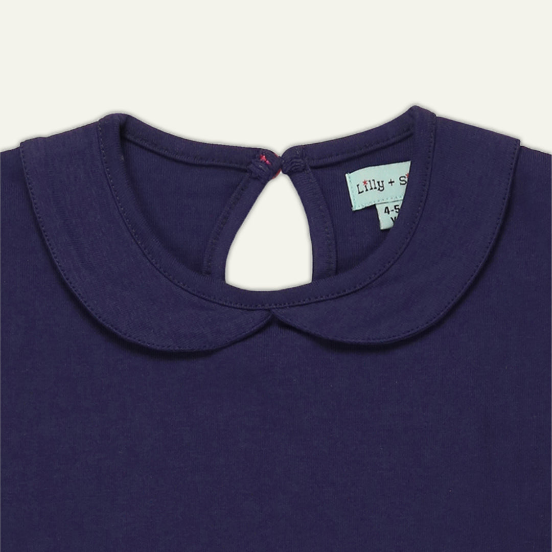 organic cotton peacock applique collar dress - image 4