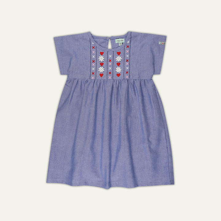 organic cotton embroidered yoke dress - image 1