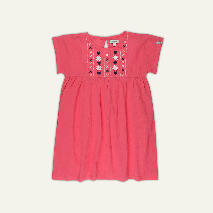 organic cotton prink EMBROIDERED YOKE DRESS - image 1