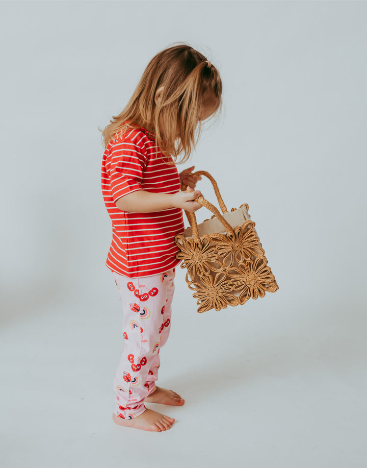 organic cotton 3 pack floral print, red stripe and plain top - image 5