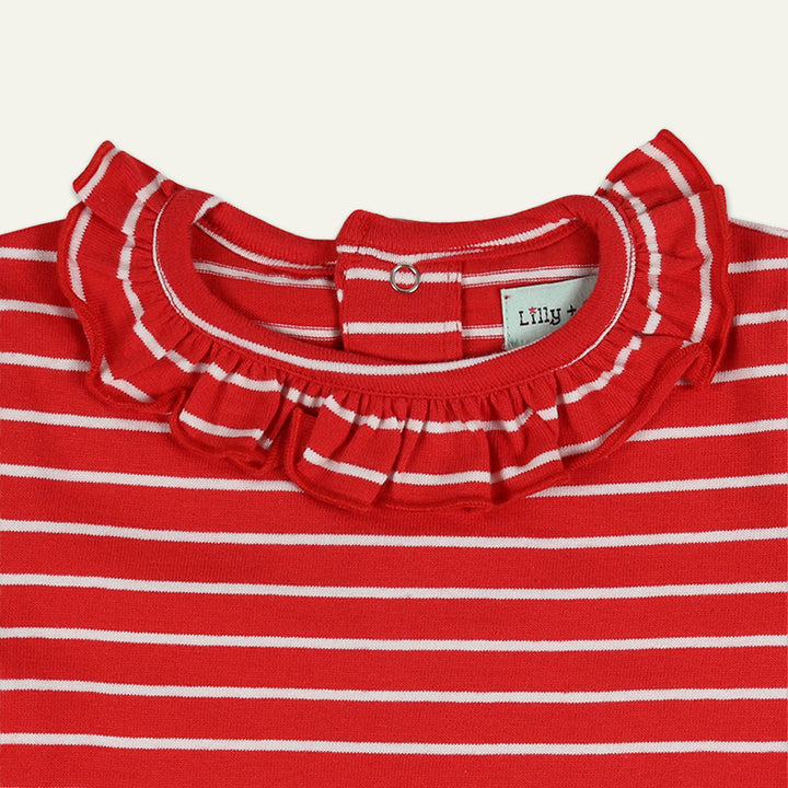 organic cotton 3 pack floral print, red stripe and plain top - image 4