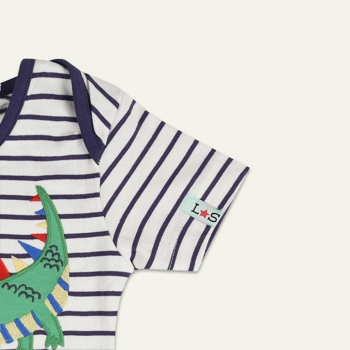 organic cotton stripe and applique short sleeve top and chambray short set - image 2