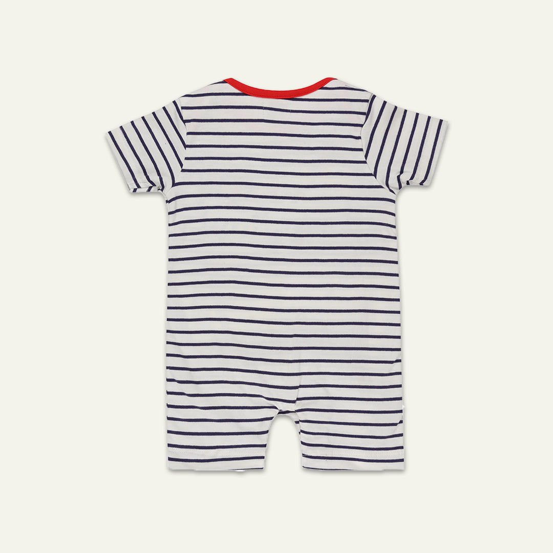 applique crocodile and stripe short sleeve romper - image 2