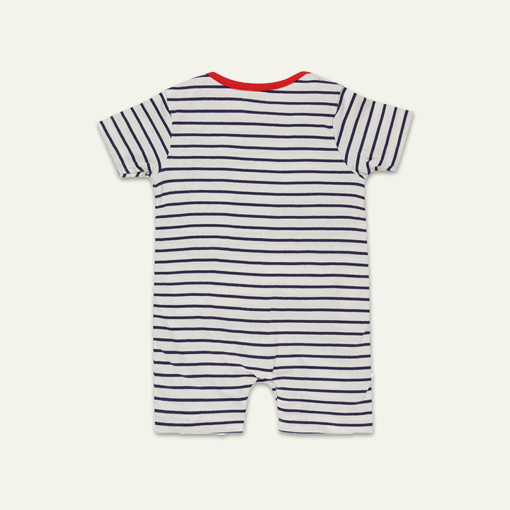 applique crocodile and stripe short sleeve romper - image 2