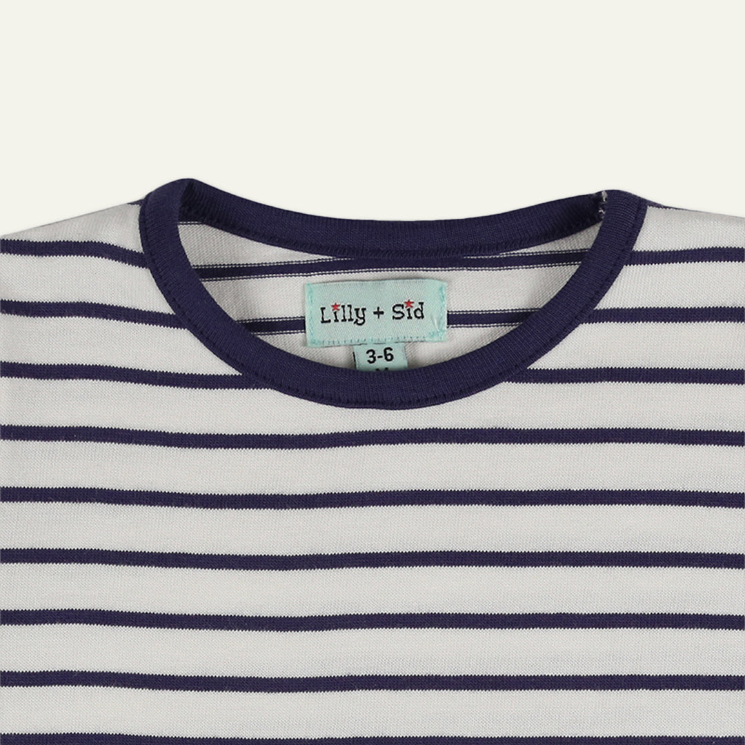organic cotton walrus print romper with short sleeve stripe top set - image 3