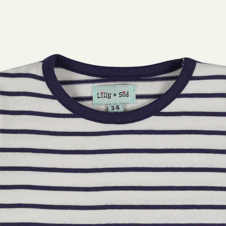 organic cotton walrus print romper with short sleeve stripe top set - image 3