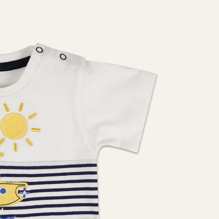 organic cotton stripe and applique short sleeve top and tracksuit set - image 2