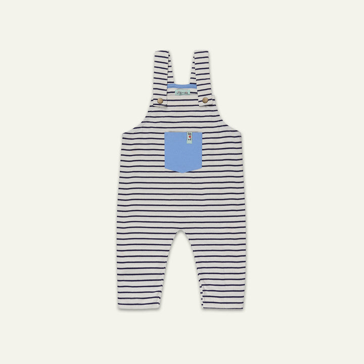 organic cotton navy stripe dungarees - image 1