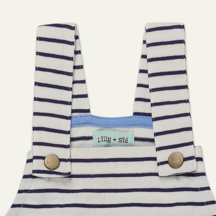 organic cotton navy stripe dungarees - image 2