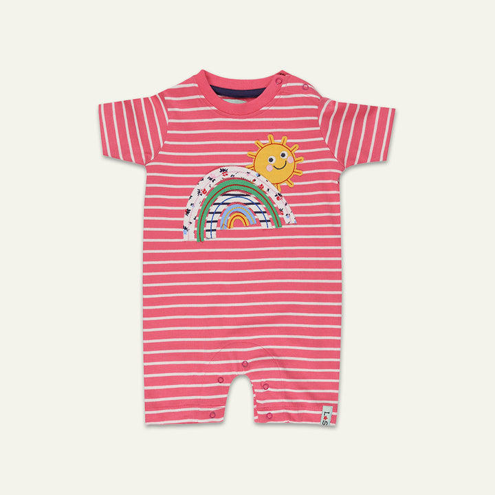 APPLIQUE RAINBOW and stripe short sleeve ROMPER - image 1