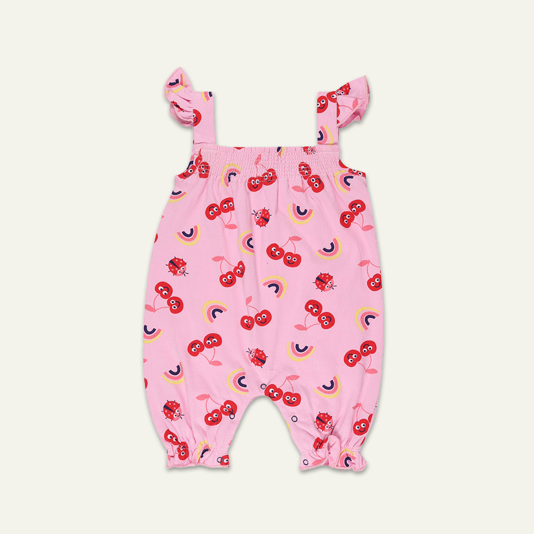 organic cotton cherry print sleeveless romper - image 2