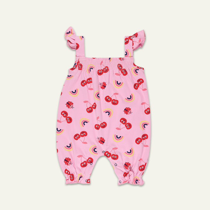 organic cotton cherry print sleeveless romper - image 2